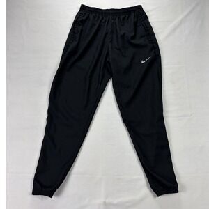 Nike Dri-FIT Running Pants Black Essential Track Joggers Ankle Zip Womens Small
